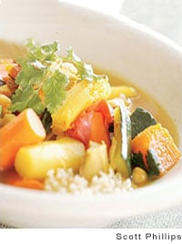 Turkey and Fall Vegetables in a Saffron Broth with Couscous Recipe