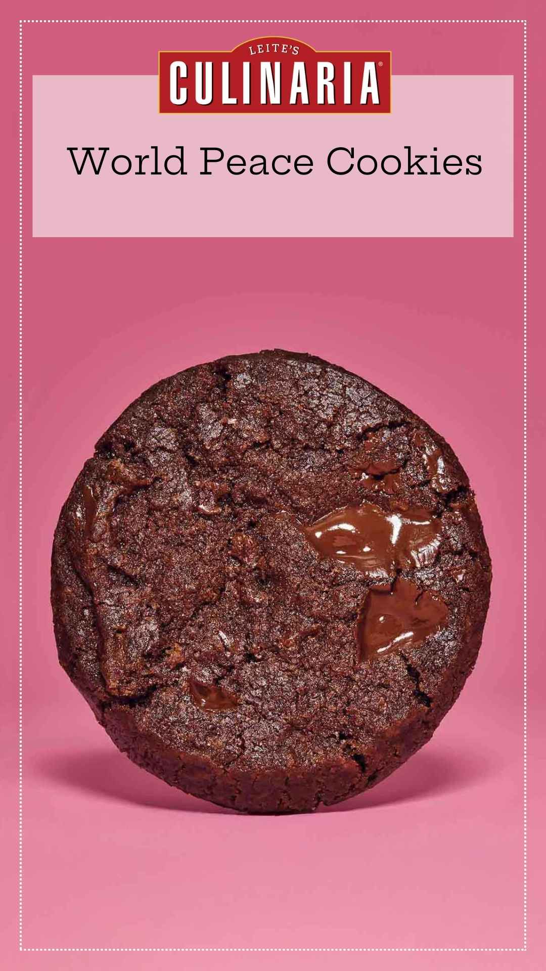 A world peace cookies, or korova cookie by Dorie Greenspan, on a pink background.