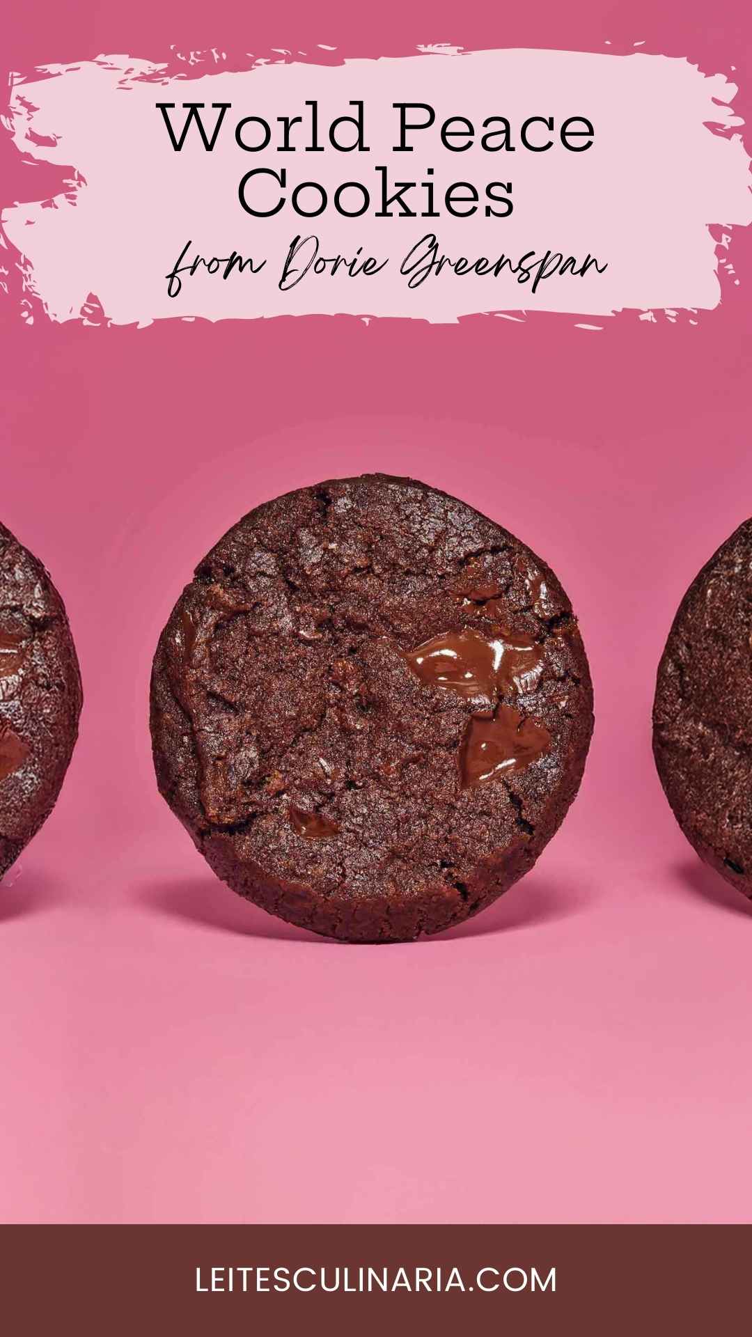 A world peace cookies, or korova cookie by Dorie Greenspan, on a pink background.