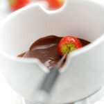 A pot of chocolate fondue