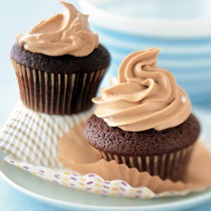 Chocolate Mayonnaise Cupcakes with Caramel-Butterscotch Frosting