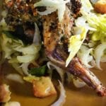 Roasted Rabbit with Shaved Celery and Fried Bread Salad