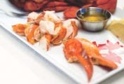 A what plate with steamed lobster with drawn butter--claws, knuckles, and tail meat