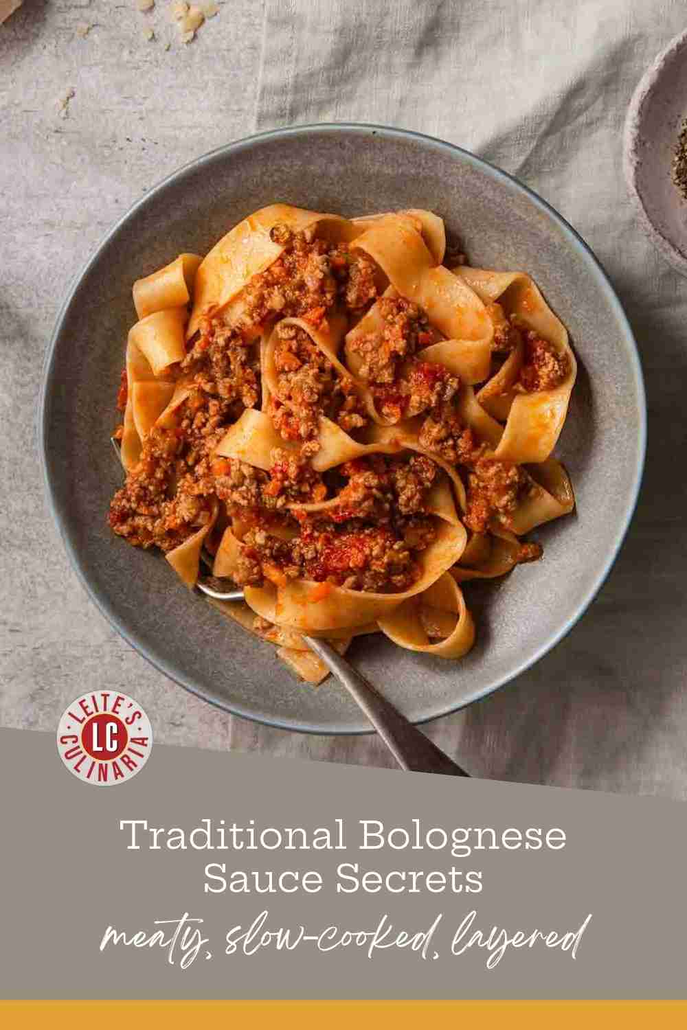 A hearty serving of traditional Marcella Hazan Bolognese, showcasing the sauce's authentic character.