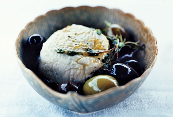 Goat Cheese with Olives, Lemon and Thyme