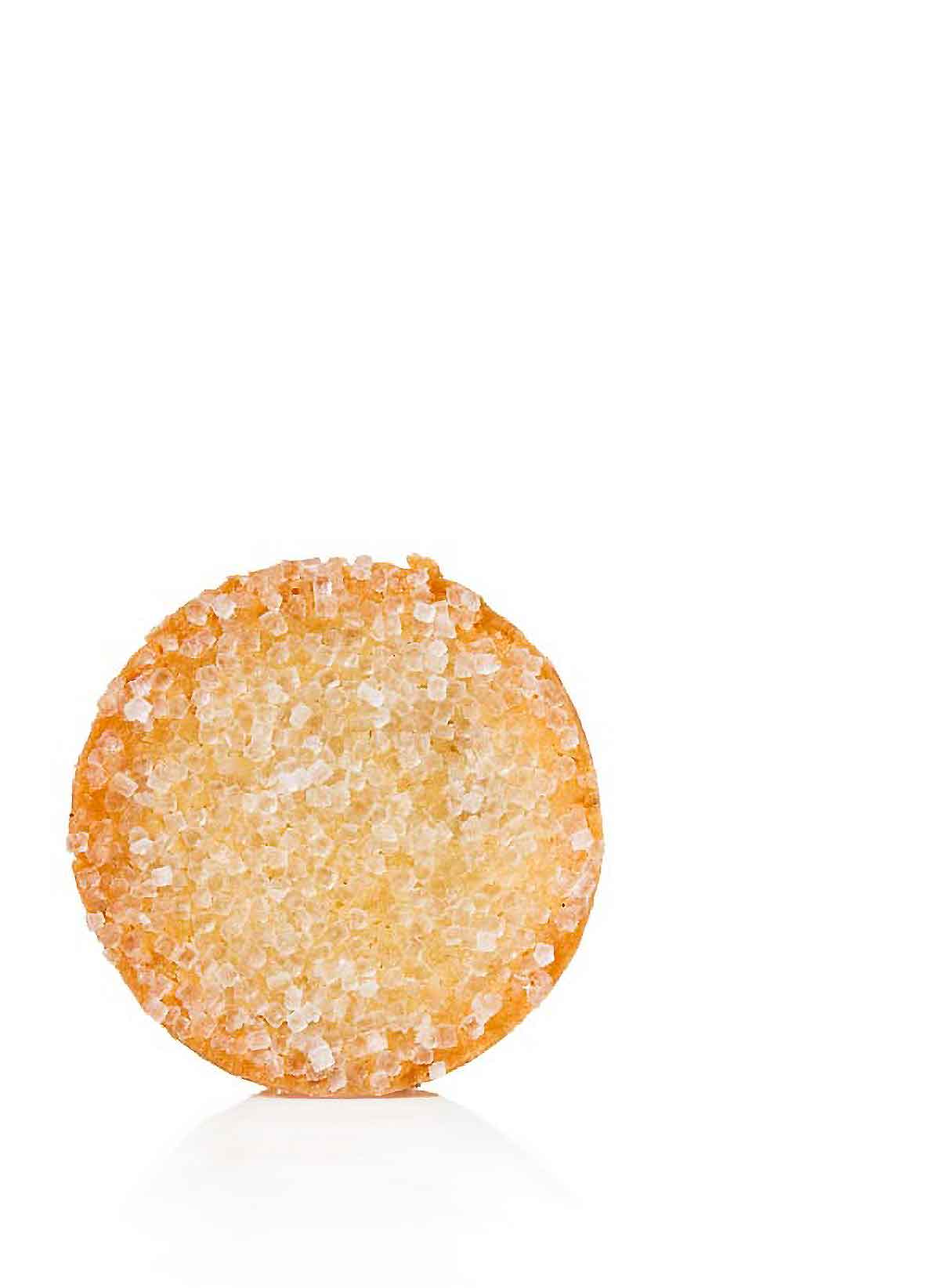 One French sable cookies on a white background