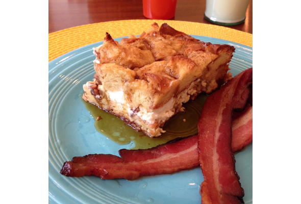 Homemade Bacon with Brioche-Cream Cheese French Toast