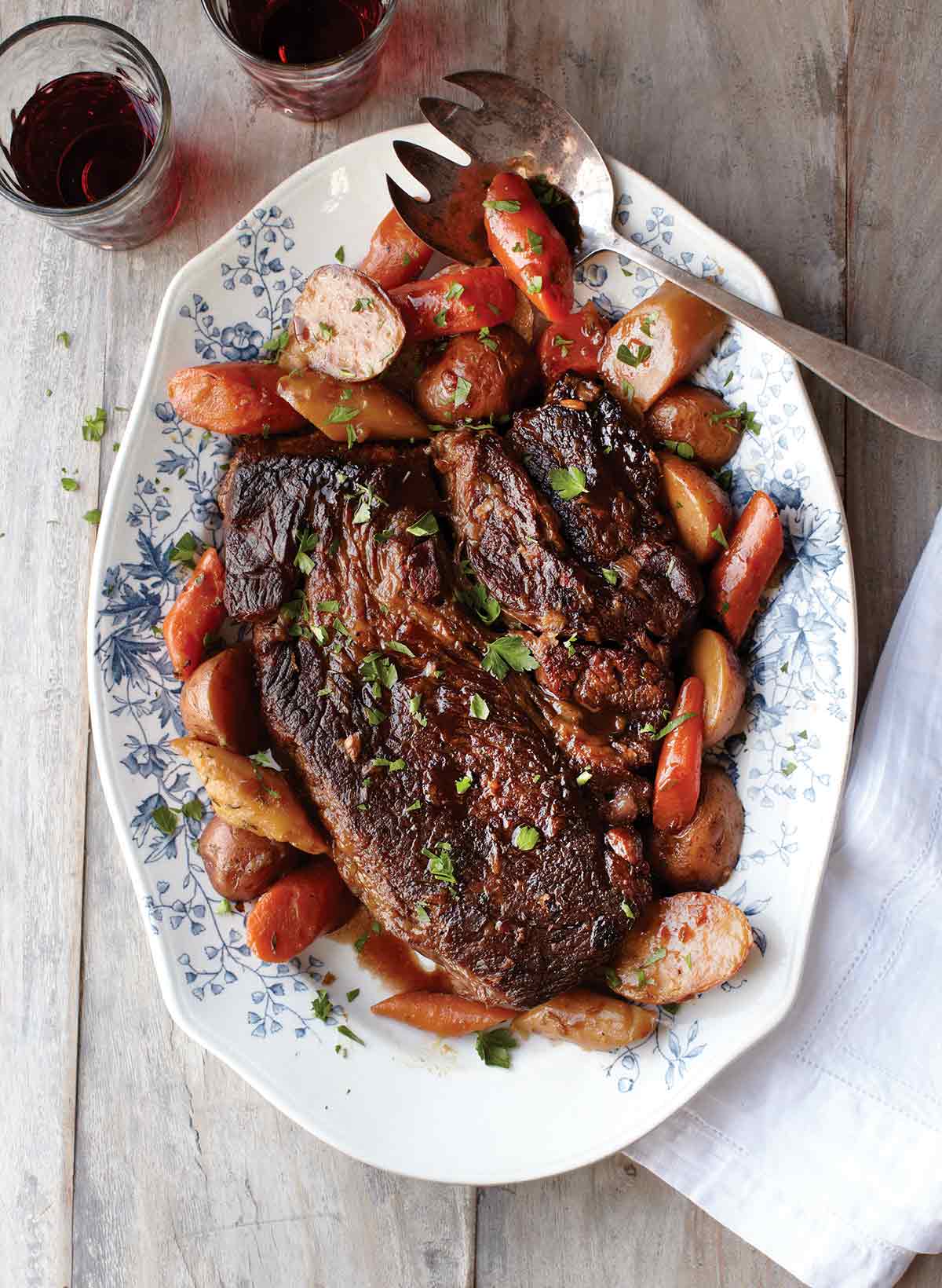 Pot Roast Beef With Vegetables and Potatoes in Oven