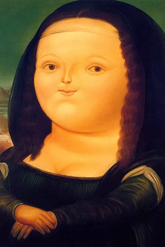 A painting of a plump Mona Lisa.