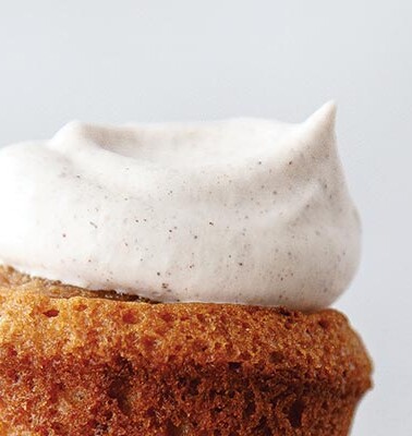 Chai Spiced Whipped Cream on top of a cupcake.