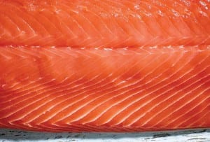 A raw salmon fillet.
