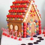 An elaborately decorated gingerbread house