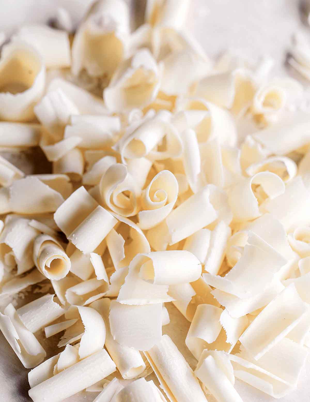 A pile of white chocolate curls