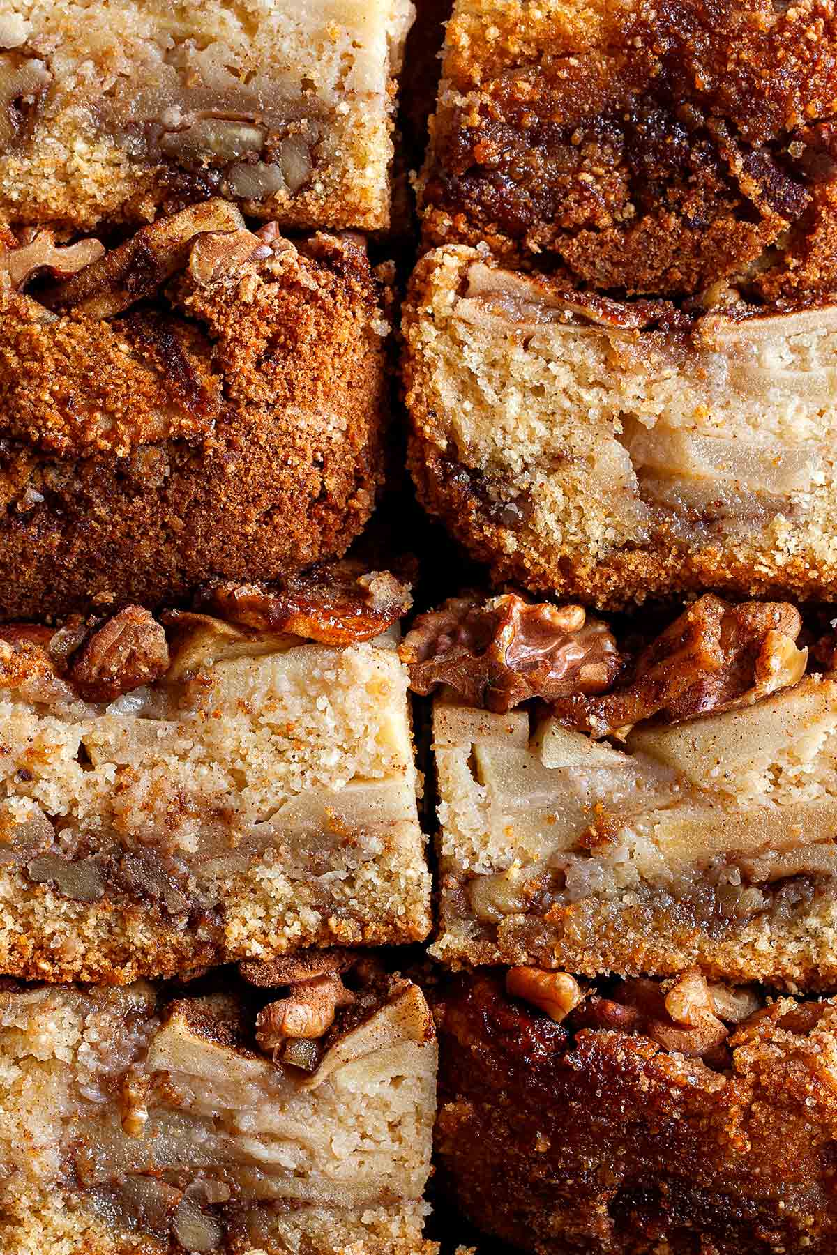 Squares of Passover apple cake.