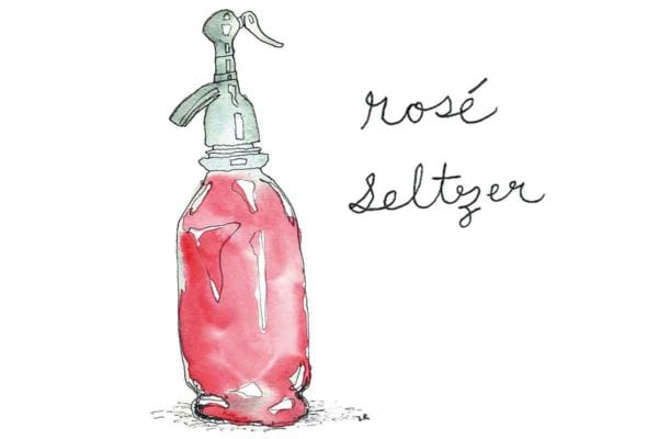 An illustration of a bottle of rosé seltzer.