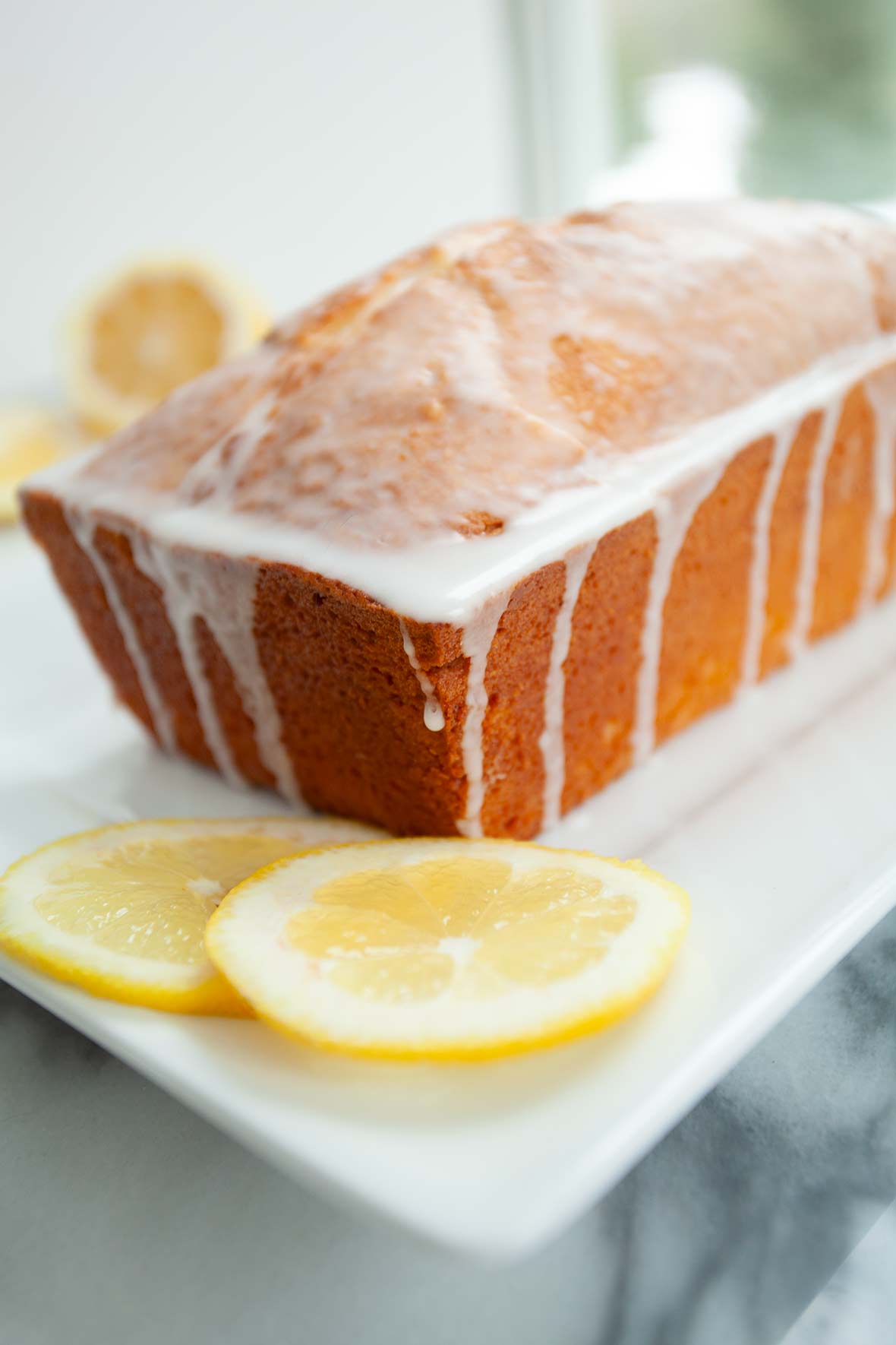 A cream cheese pound cake with lemons