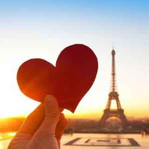 Heart cutout against Eiffel Tower
