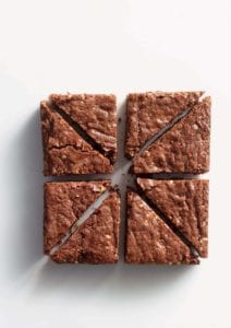 Eight triangle shaped pieces of nutella brownie.