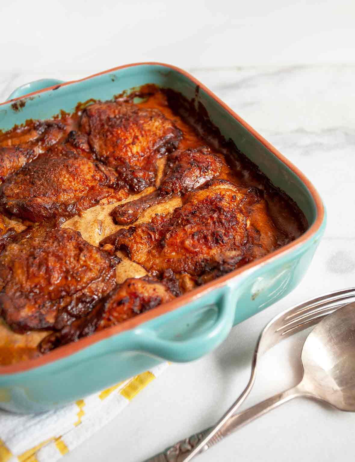 Chicken Paprikash--chicken legs and thighs in a creamy tomato-paprika sauce