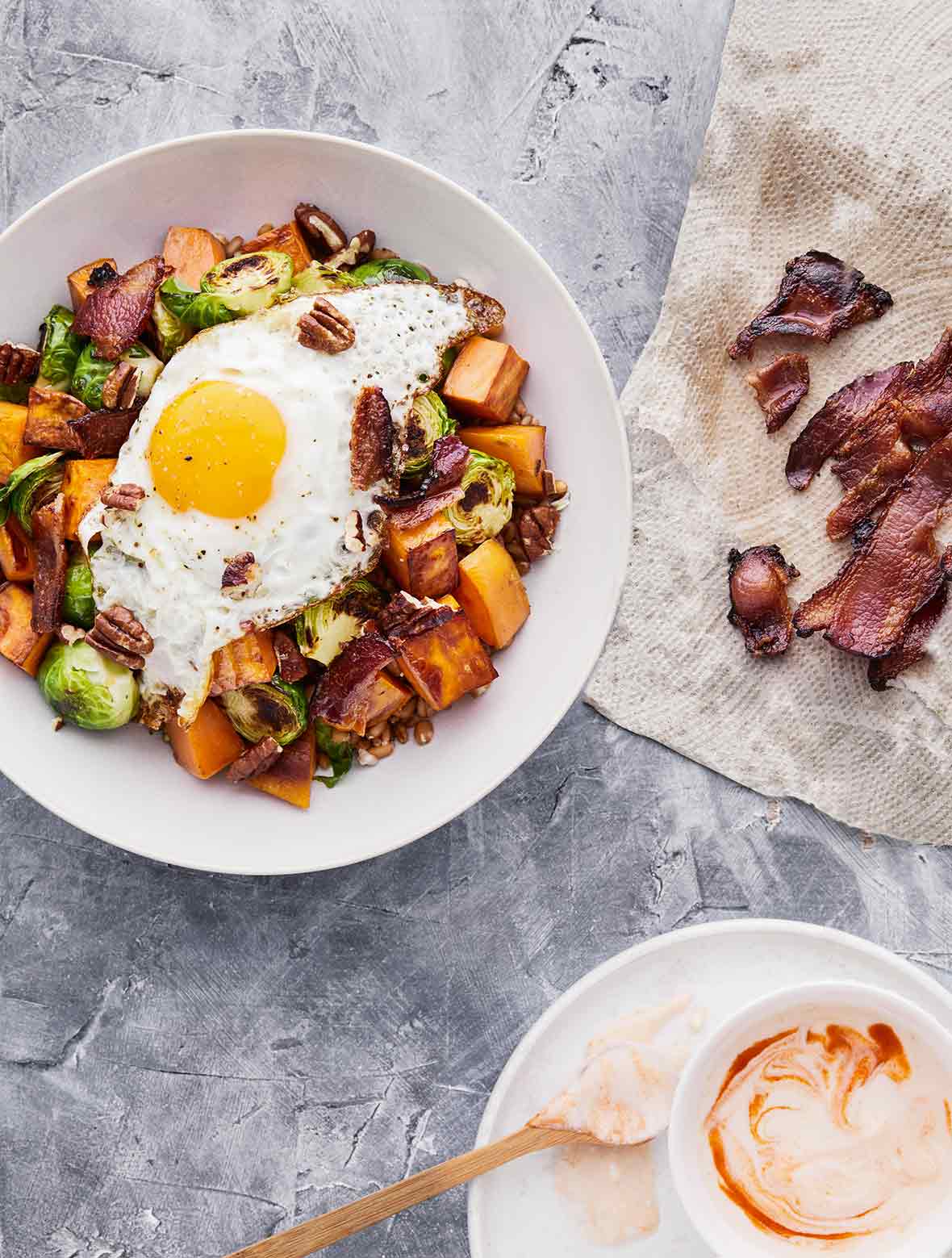 sweet potato brussel sprout bowl