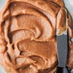 Swirls of vegan caramel with a knife on the side
