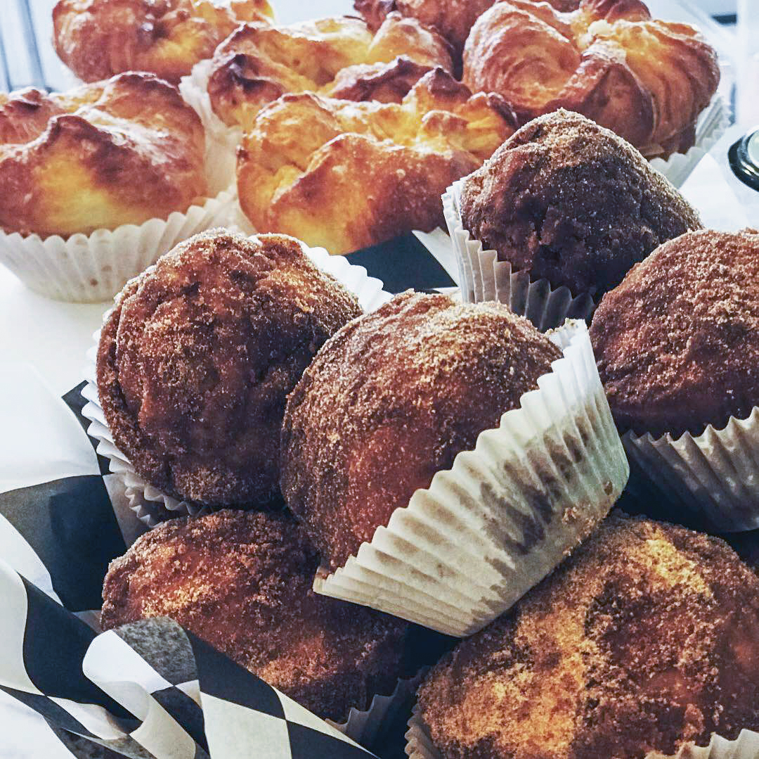 A pile of dirt bombs--cinnamon-sugar covered donut muffins