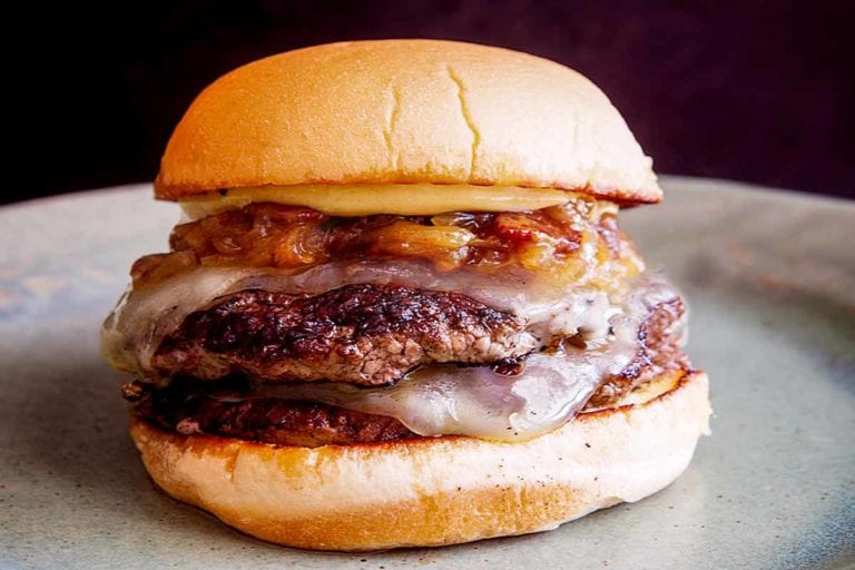 A Shake Shack roadside double burger on a plate.