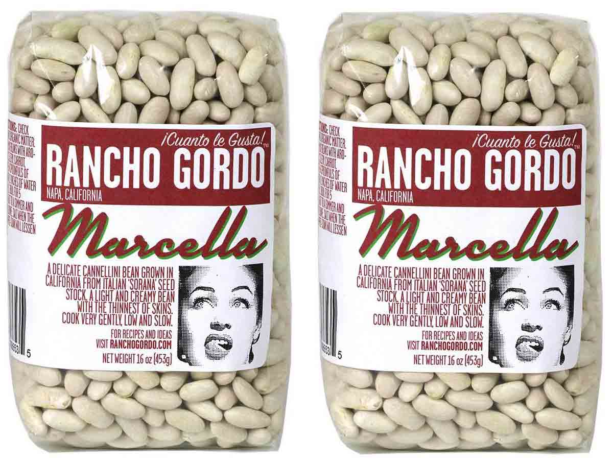 Two packages of Marcella beans from Rancho Gordo.