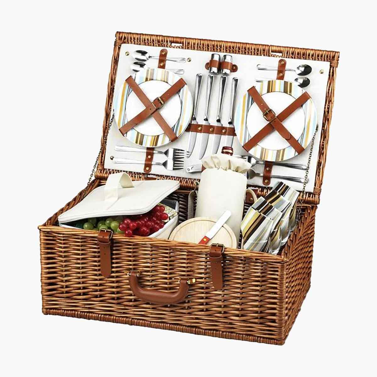 A Dorset picnic basket with service for four.