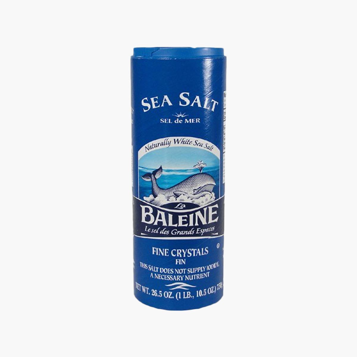 A container of Baleine fine sea salt.