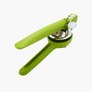 A bright green lime juicer.