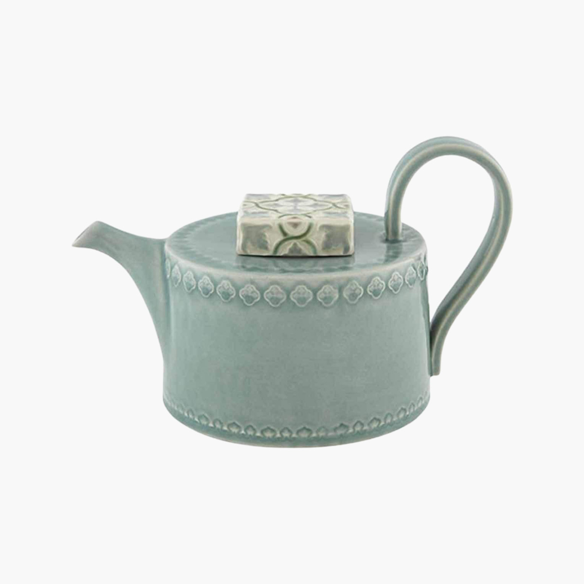 A ceramic Nova blue tea pot.