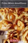 A pile of lightly fried shelfish - fritto misto amalfitano - on a piece of newspaper.