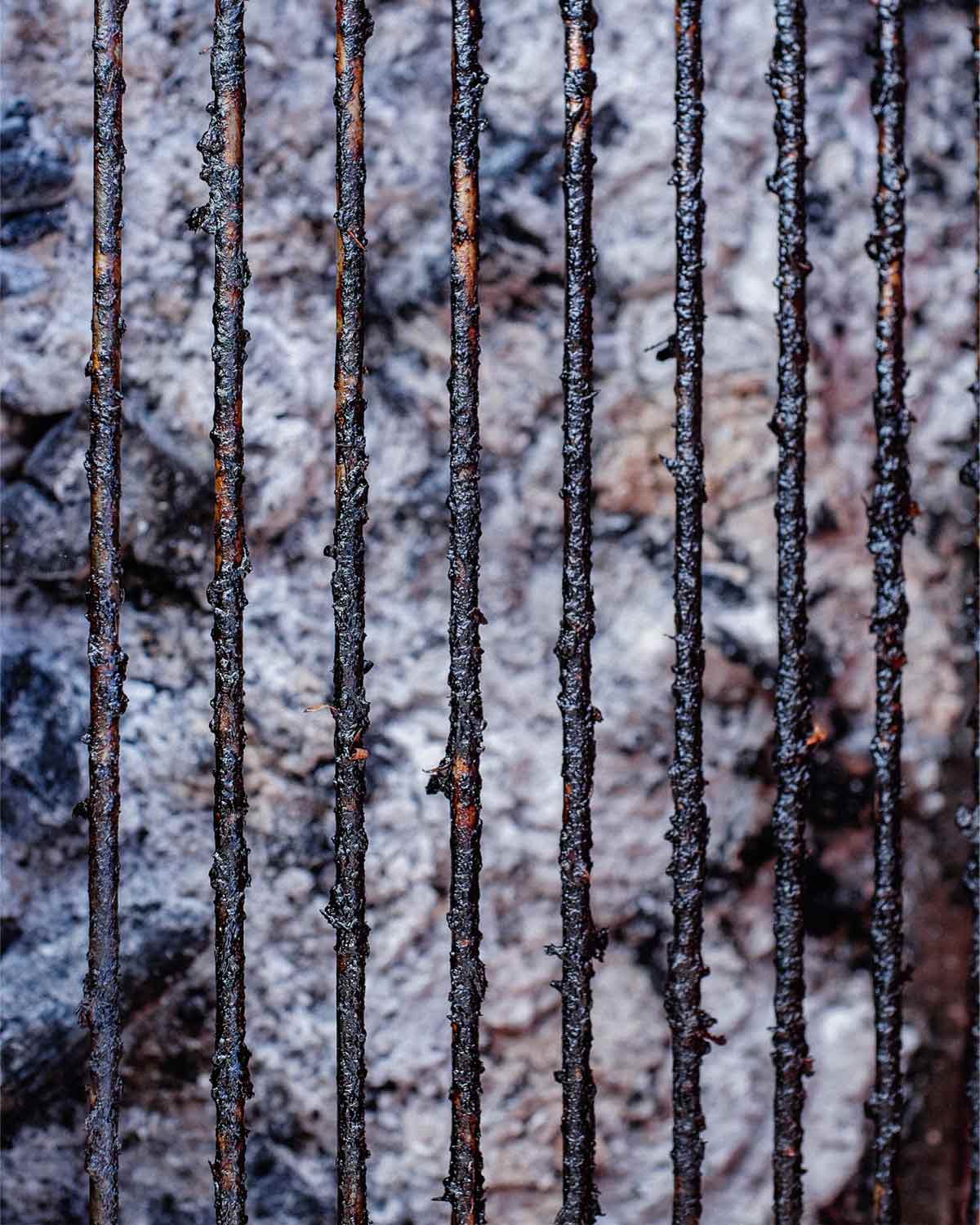 An image of a very dirty grill grate to illustrate how to clean your grill.
