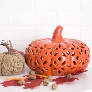 Orange Pumpkin Lantern with Nuts