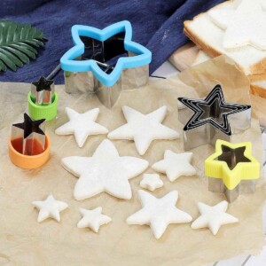 5 Pointed Star Cookie Cutter Set shown with unfrosted cookies.