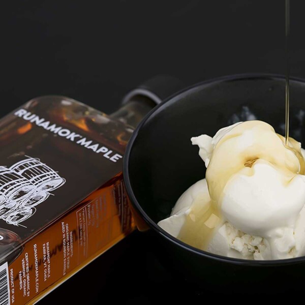 Bourbon Barrel Aged Maple Syrup with Ice Cream