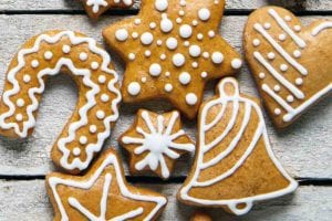 A variety of gingersnaps cookies cut into different shapes