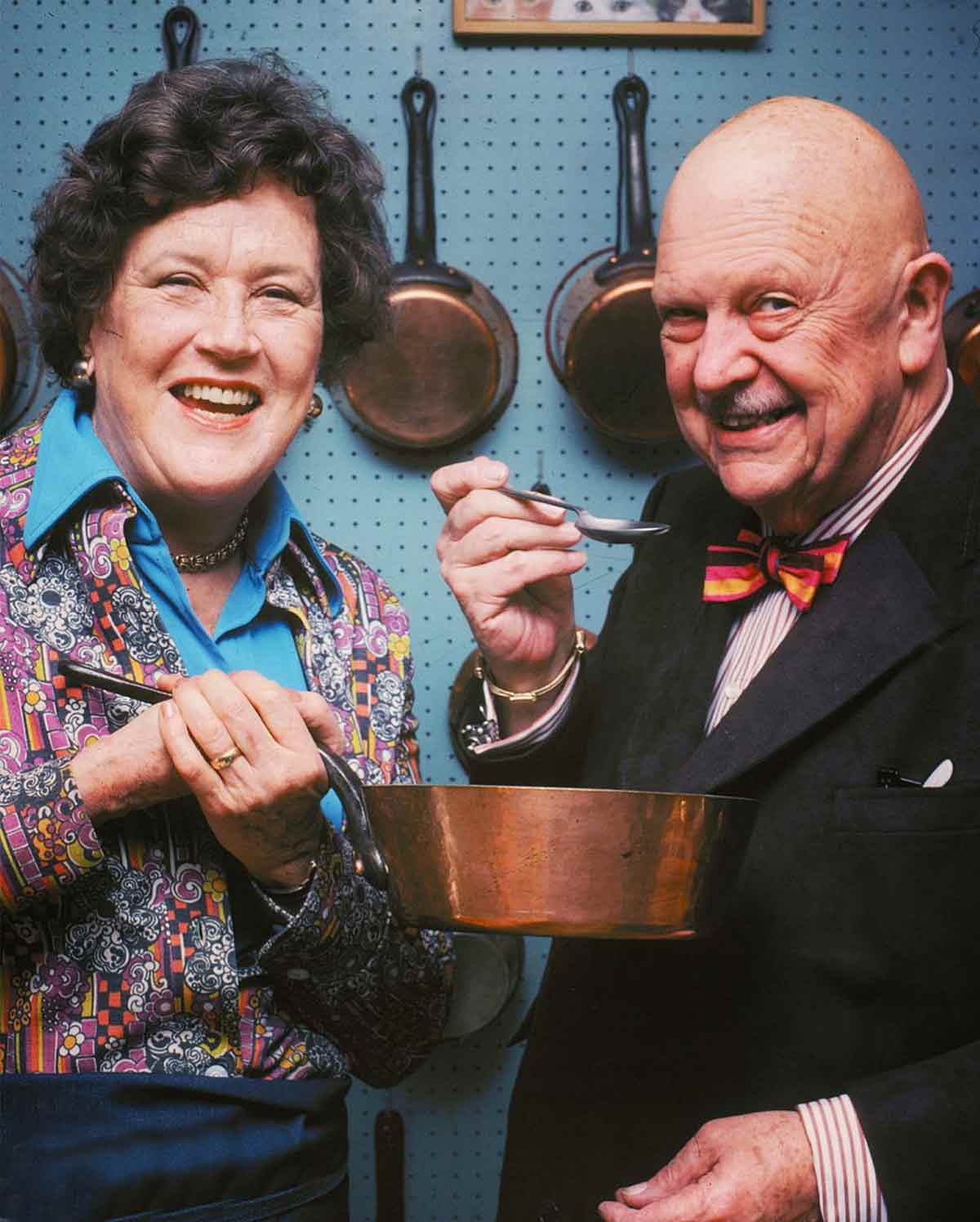 A photo of James Beard and Julia Child, featured in the podcast Talking With My Mouth Full Ep. 34: An Intimate Look at James Beard with John Birdsall.