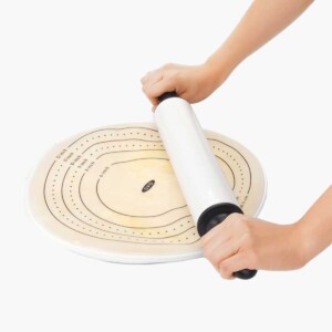 OXO Good Grips Silicone Dough Rolling Bag shown with rolling pin.