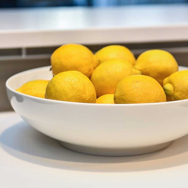 Red Vanilla White Dinnerware bowl with lemons.