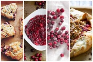 Four of our best cranberry recipes, including cranberry scones, cranberry relish, sugared cranberries, and cranberry crostata.