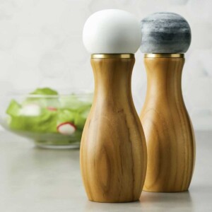 Salt and Pepper Grinders with Salad