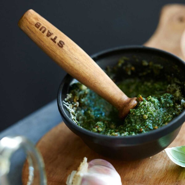 Vintage Mortar and Pestle with pesto