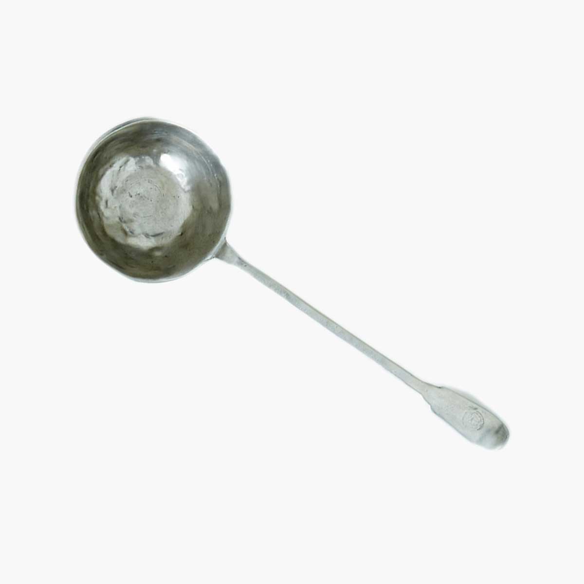 A pewter ladle, which is one of the pasta queen's favorite things.