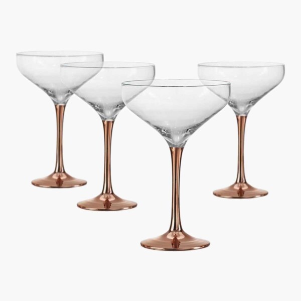 Set of 4 Coppertino Cocktail Glasses.