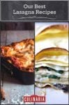 Images of two lasagna recipes -- lasagna bolognese with eggplant and three cheese vegetarian lasagna.