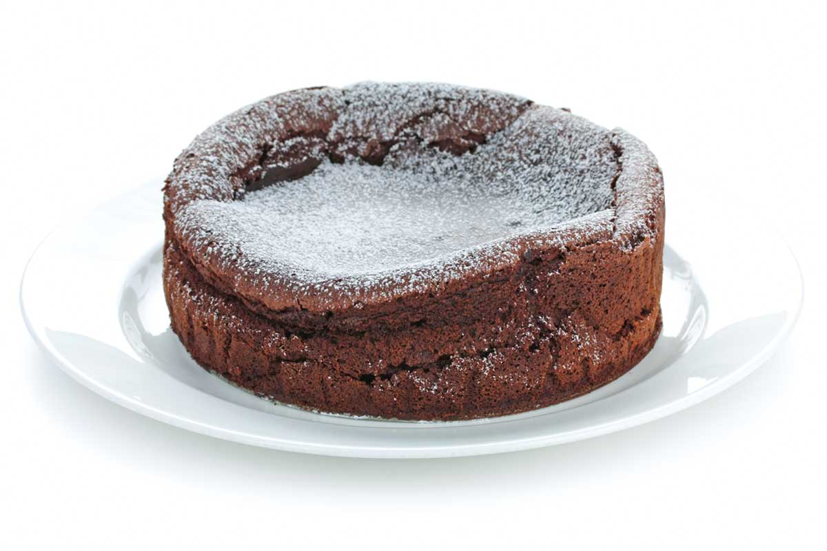 A fallen chocolate souffle, illustrating 10 life lessons learned in the kitchen.