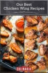 Images of two of the 14 chicken wing recipes -- spicy baked chicken wings and peppery chicken wings.