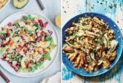 Two satisfying salads--a chopped salad and a chicken and preserved lemon salad